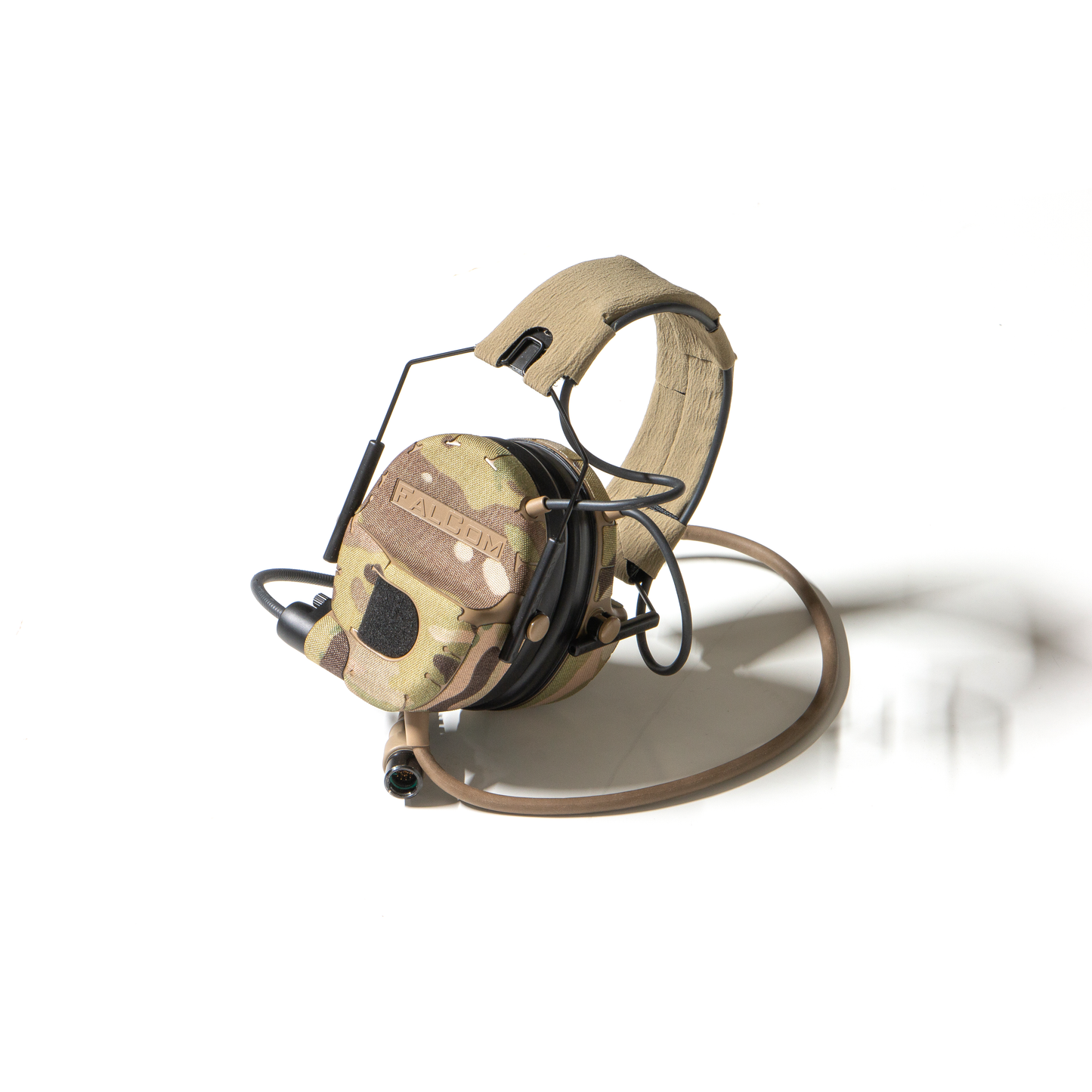 Falcom OTE2000 headset with Multicam K.wrap mil‑spec Cordura camo and 3M adhesive for IR resistance & concealment