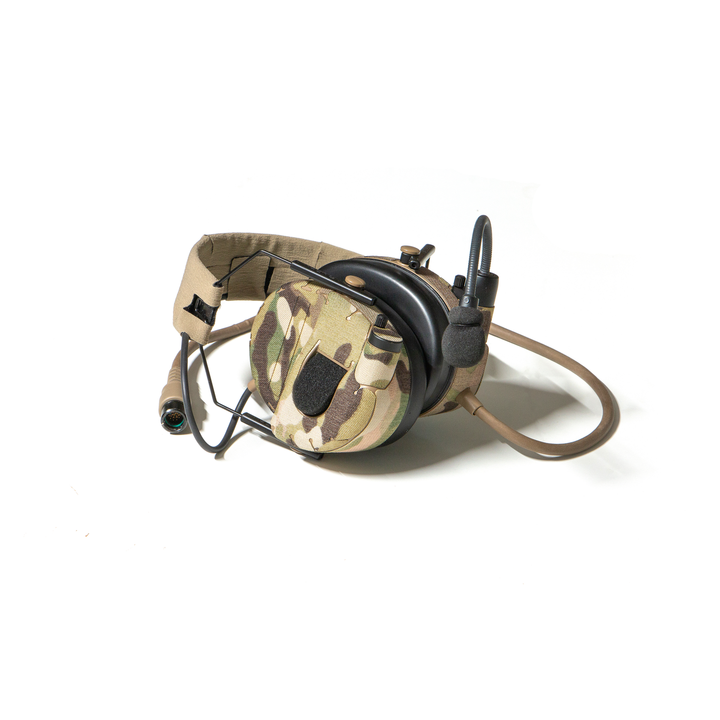 Falcom OTE2000 headset with Multicam K.wrap mil‑spec Cordura camo and 3M adhesive for IR resistance & concealment