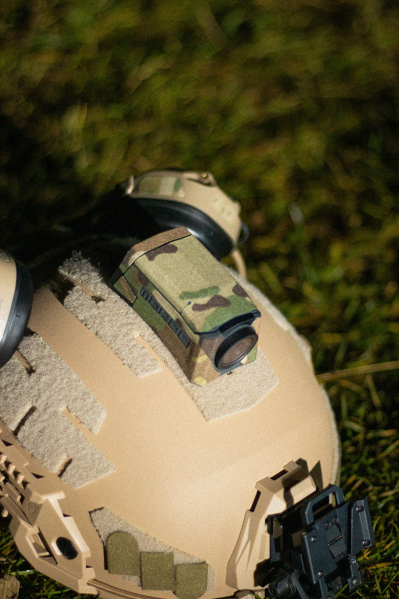 MOHOC IR Camera with Multicam K.wrap mil‑spec Cordura camo and 3M adhesive for IR resistance & concealment. schuberth m100 helmet
