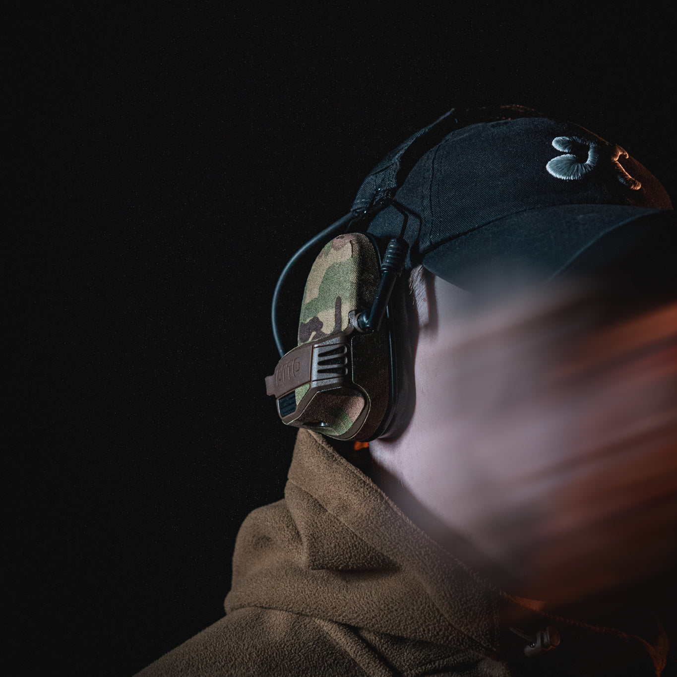 OTTO Noizebarrier headset with Multicam K.wrap mil‑spec Cordura camo and 3M adhesive for IR resistance & concealment