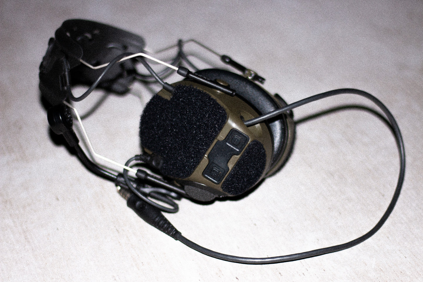 3M PELTOR COMTAC VII / VIII headset with black K.fluffs - Velcro loop cutouts, Mil‑Spec Cordura & 3M adhesive