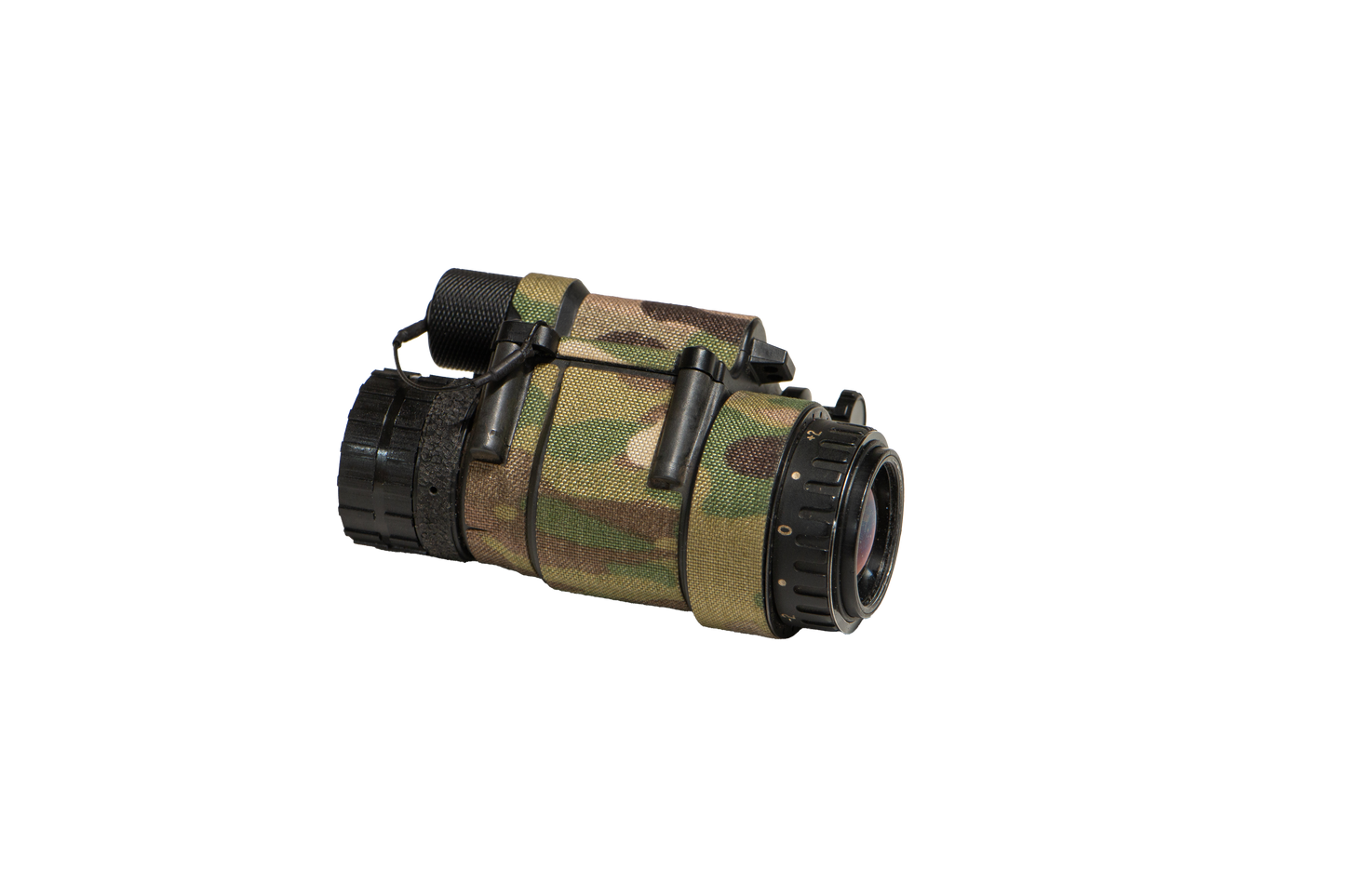 PVS-14 night vision device with Multicam K.wrap mil‑spec Cordura camo and 3M adhesive for IR resistance & concealment