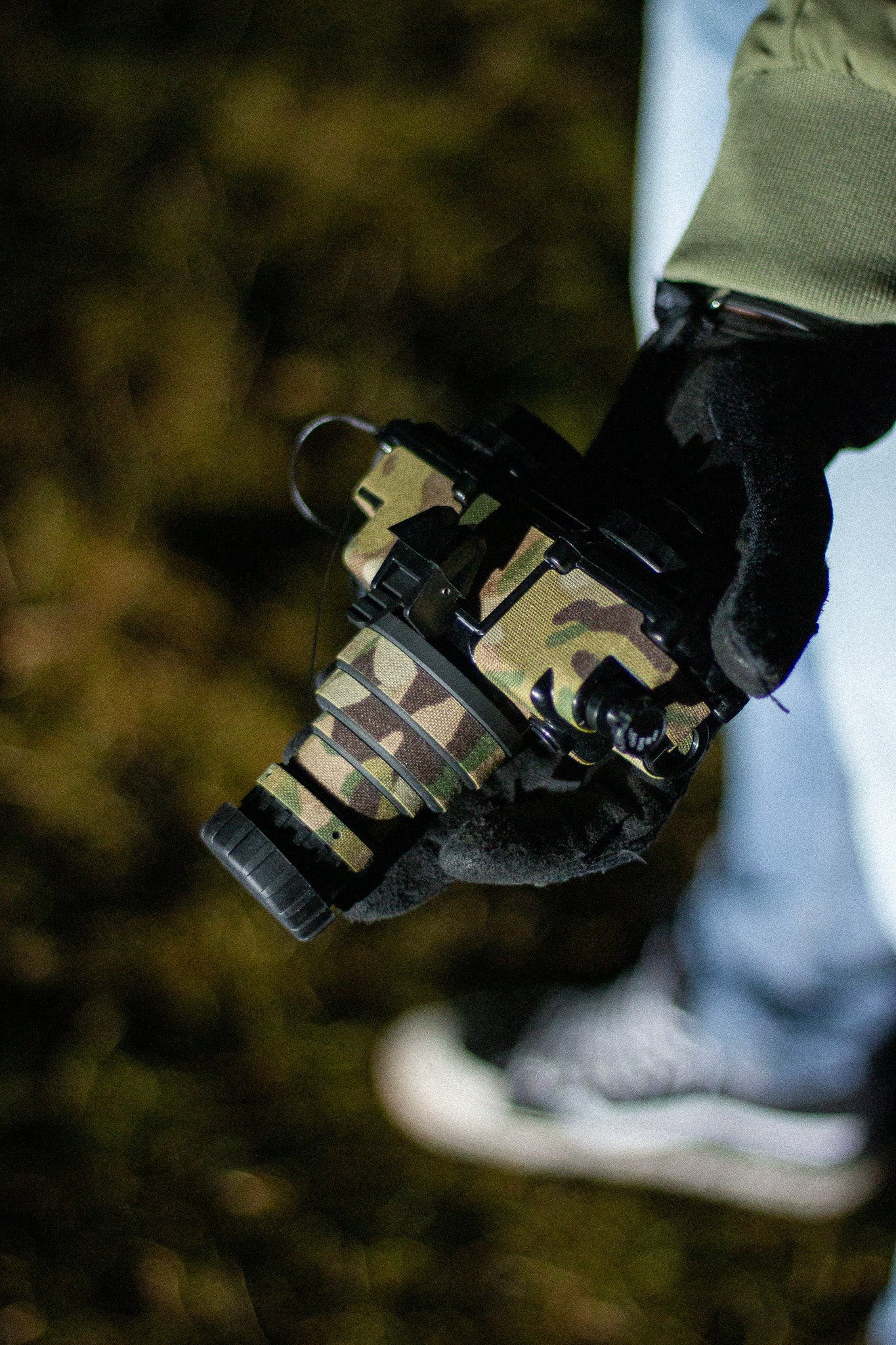 PVS-7 night vision device with Multicam K.wrap mil‑spec Cordura camo and 3M adhesive for IR resistance & concealment