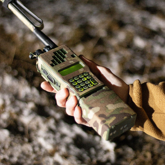 AN/PRC-152 with Multicam K.wrap mil‑spec Cordura camo and 3M adhesive for IR resistance & concealment