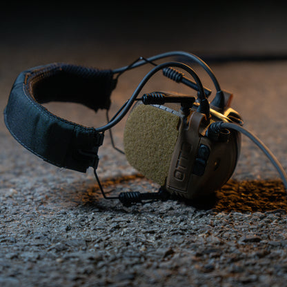 OTTO Noizebarrier headset with coyote K.fluffs - Velcro loop cutouts, Mil‑Spec Cordura & 3M adhesive 