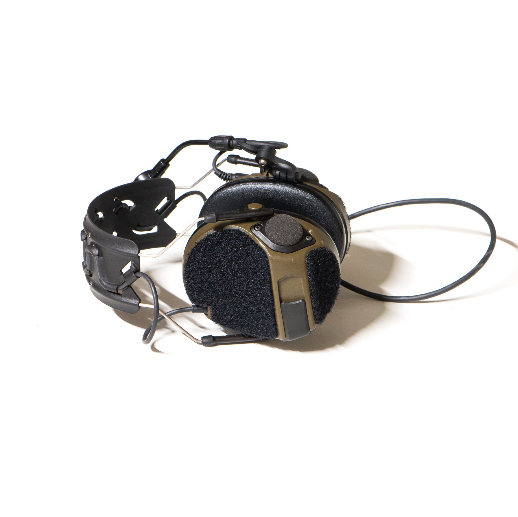 3M PELTOR COMTAC VII / VIII headset with black K.fluffs - Velcro loop cutouts, Mil‑Spec Cordura & 3M adhesive 