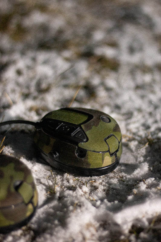 3M PELTOR ProTac III Slim headset with Multicam tropic K.wrap mil‑spec Cordura camo and 3M adhesive for IR resistance & concealment