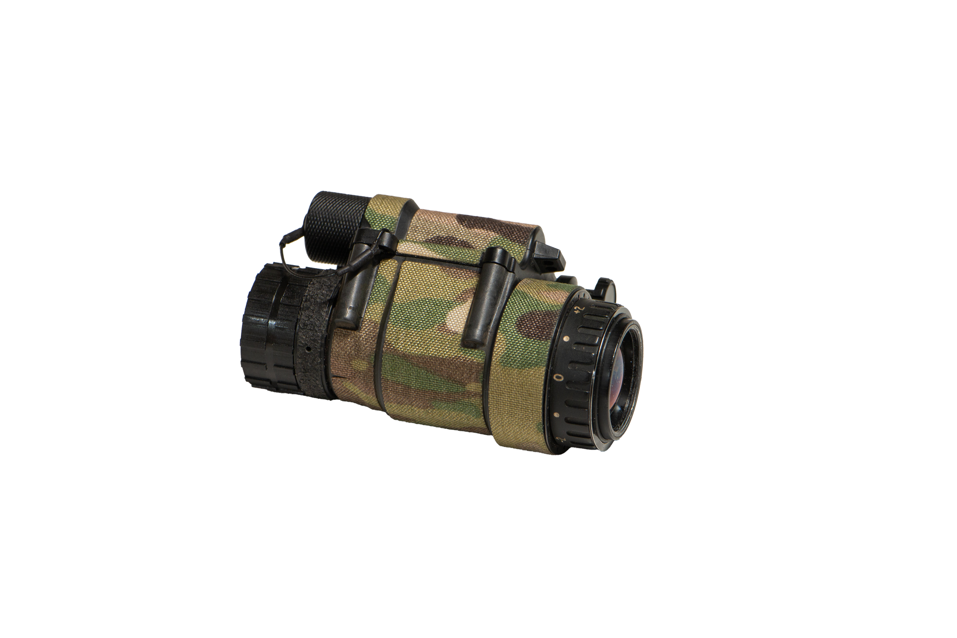 PVS-14 night vision device with Multicam K.wrap mil‑spec Cordura camo and 3M adhesive for IR resistance & concealment